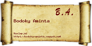 Bodoky Aminta névjegykártya